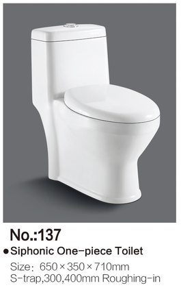 Economic Hot Selling Bathroom Ceramic Sanitaryware One-piece P-trap 180mm Washdown Flushing 